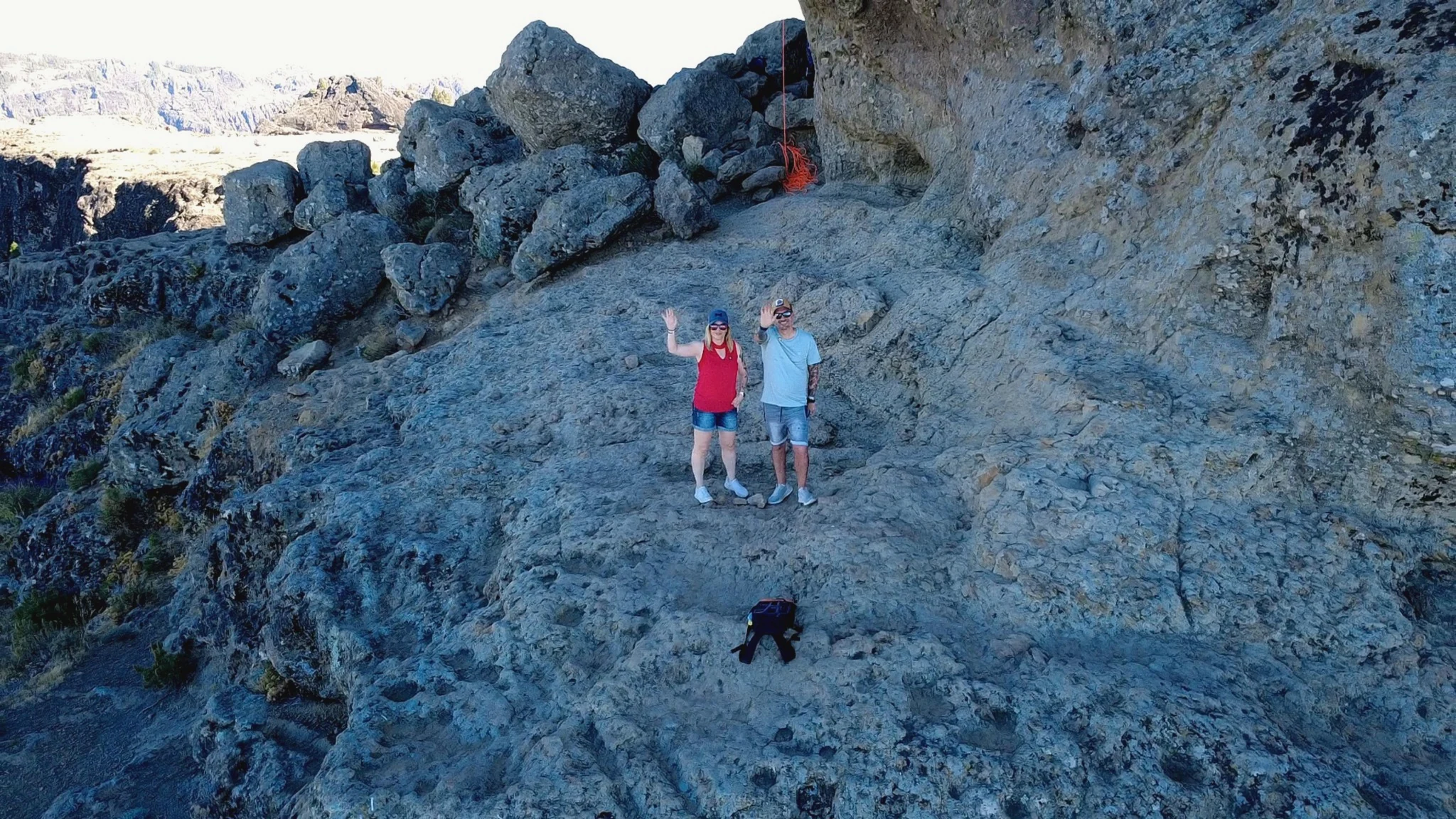 Txema y Alaitz durante la subida al Roque Nublo