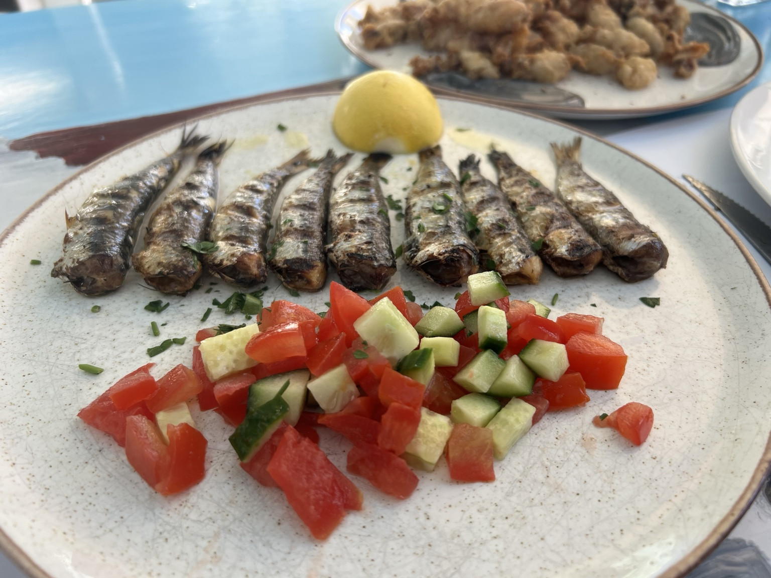 Pescado a la parrilla en Fisherman, Ano Mera