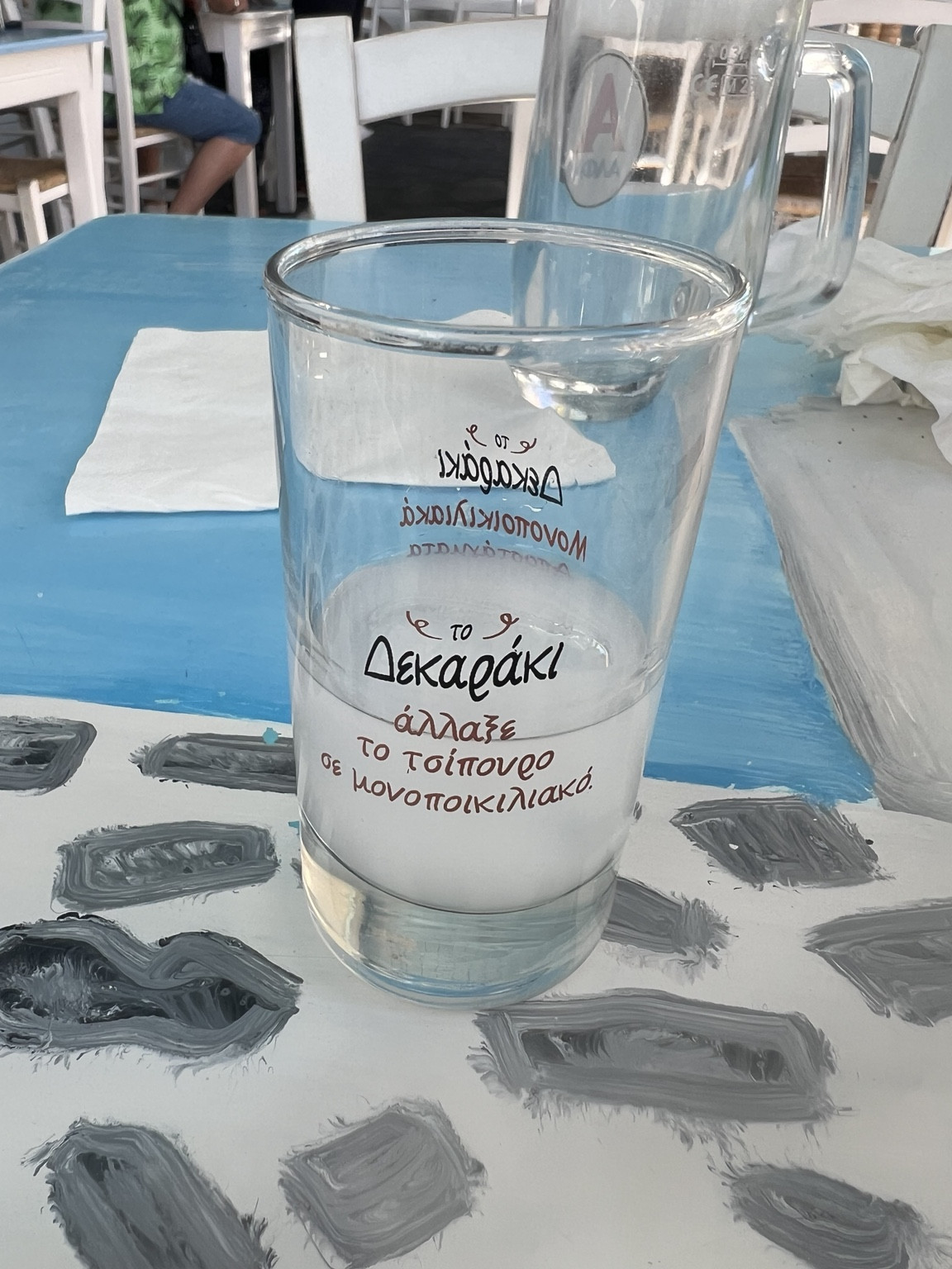 Ouzo servido en Fisherman, Ano Mera