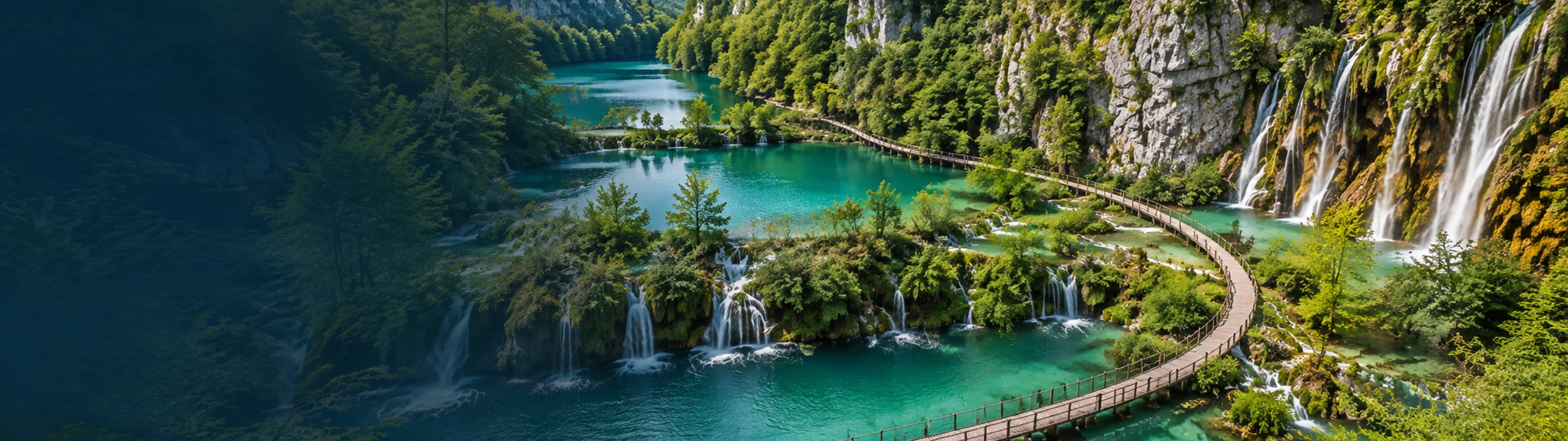 Panorámica de los lagos y bosques de Plitvice durante nuestra Ruta C