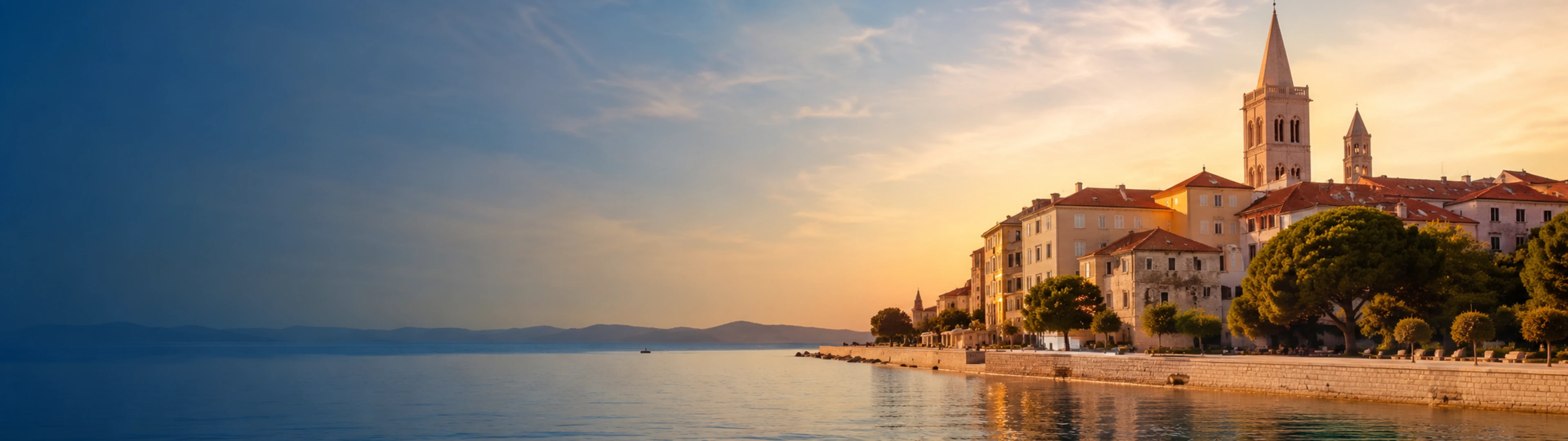 Atardecer sobre el Adriático visto desde el paseo marítimo de Zadar