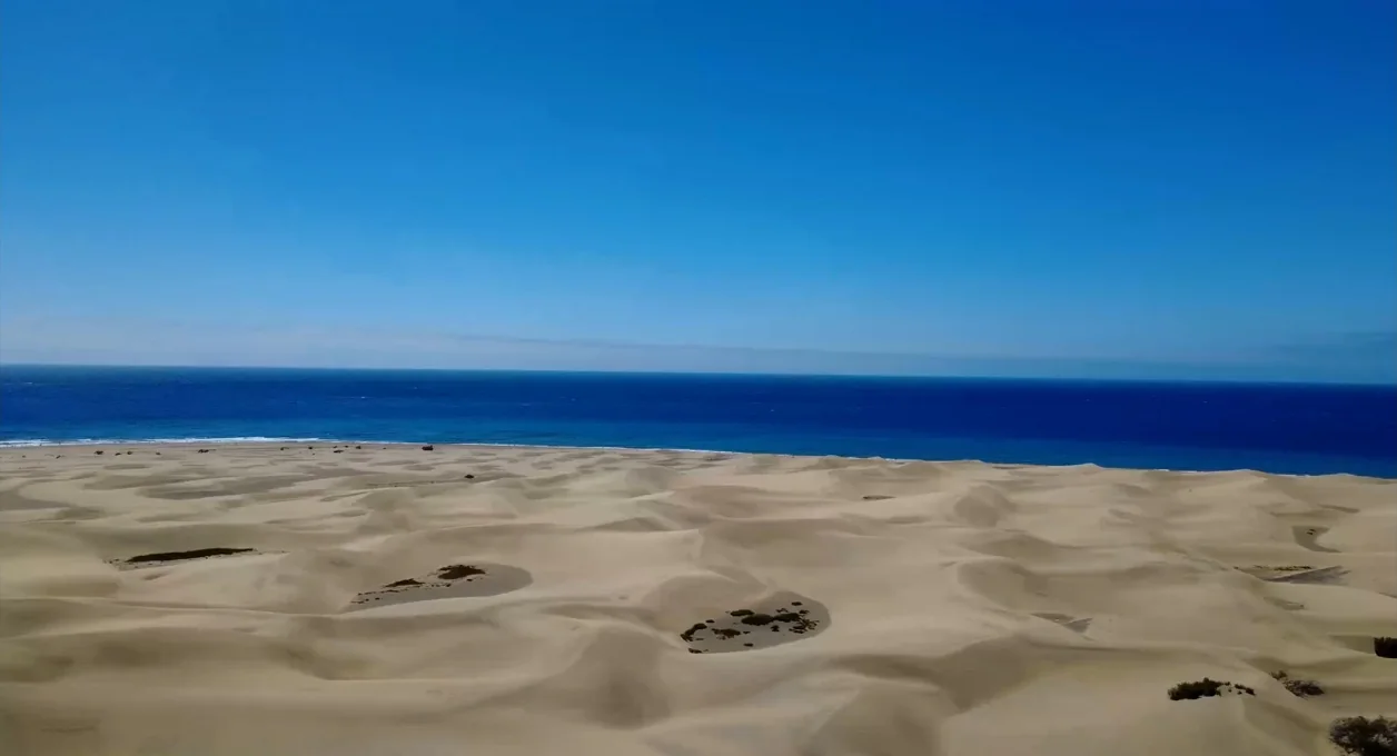 Dunas de Maspalomas con el océano al fondo