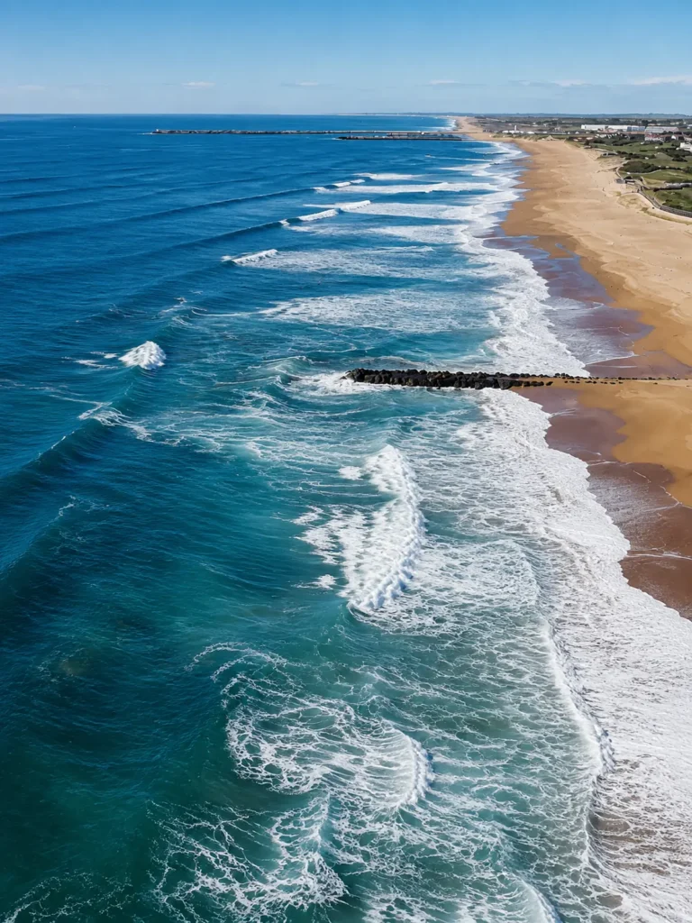 Costa de Chambre d'Amour, playa y olas del Atlántico vistas desde el aire
