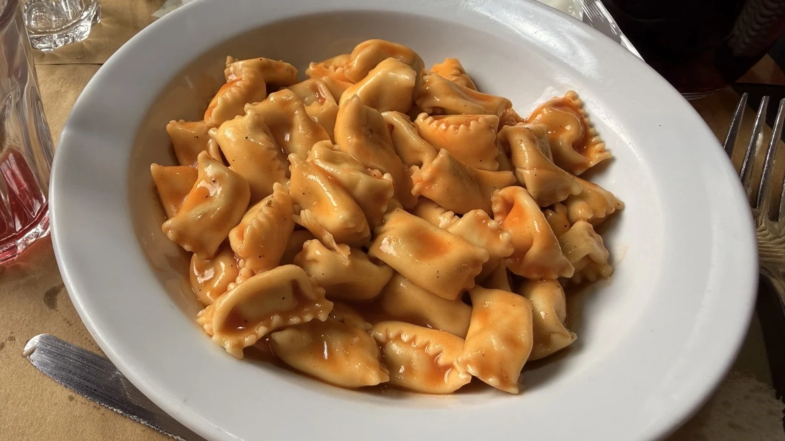 Plato de plin que compartimos en Piola da Cianci